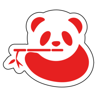 Panda Eating Bamboo Sticker (Red)